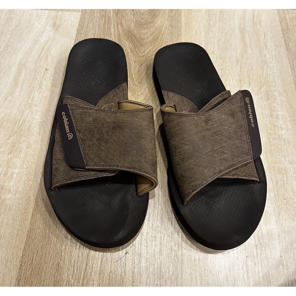 Cobian Men's ARV2 Slides Size 11 Brown Adjustable Width Great Padding EUC